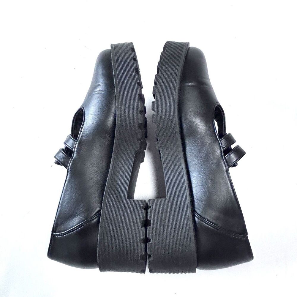 DIRTY LAUNDRY Black Platform Mary Jane Shoes Chunky Lug Sole Double Strap - Picture 3 of 10
